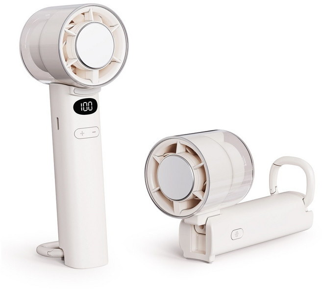 홈플래닛 100단 BLDC 급속냉각 에어컨 접이식 휴대용 선풍기 고급형 + 스트랩 증정, 화이트, E9