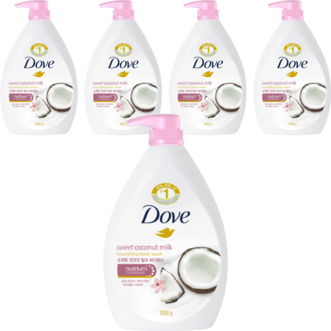 Dove 多芬 香甜椰奶滋養柔膚沐浴露, 1kg, 5瓶