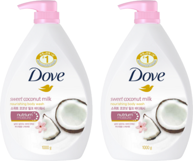 Dove 多芬 香甜椰奶滋養柔膚沐浴露, 1kg, 2瓶