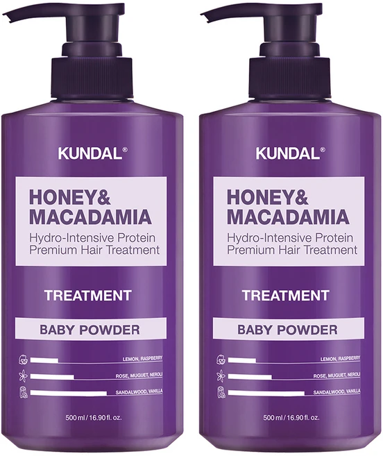 쿤달 허니 앤 마카다미아 헤어트리트먼트 베이비파우더향, 500ml, 2개 - 쿠팡