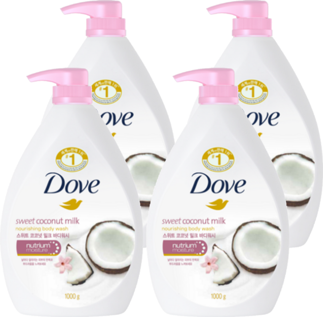 Dove 多芬 香甜椰奶滋養柔膚沐浴露, 1kg, 4瓶