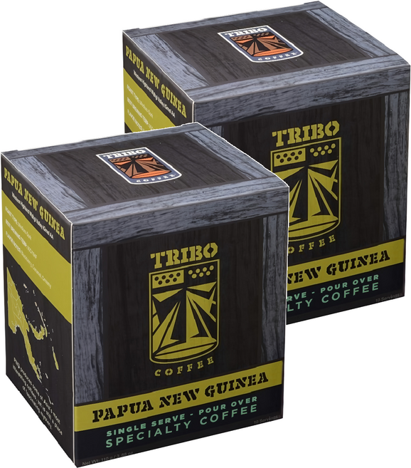 TRIBO COFFEE 新幾內亞 瓦吉谷地 濾掛式咖啡 冠軍烘豆師嚴選烘焙 只選用精品等級阿拉比卡咖啡豆 中深焙 風味: 焦糖、鮮奶油、黑莓, 11g, 10包, 2盒