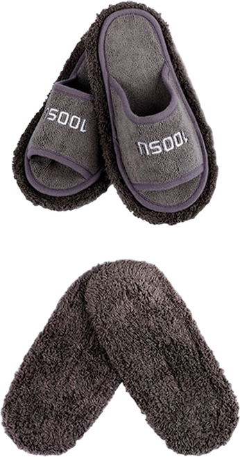 백수 클린 청소슬리퍼 소 + 리필 패드, 1세트, 그레이