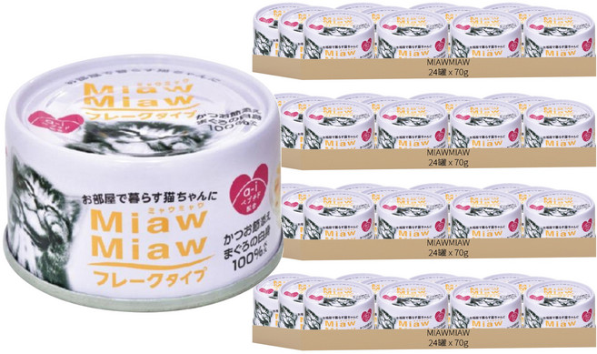MIAWMIAW 妙喵 片狀貓罐頭, 鮪魚 + 柴魚, 70g, 96罐