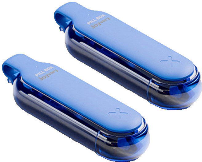 조이베리 휴대용 원터치 반자동 일주일 여행용 방습 약통 레트로블루, 2개