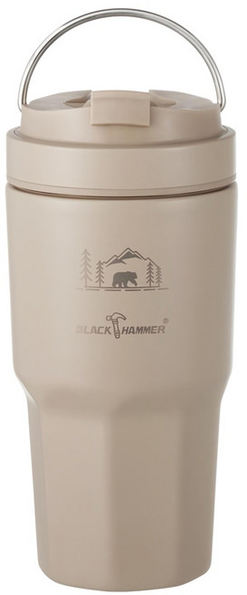 BLACK HAMMER 台灣公司貨 鈦芯涼不鏽鋼保溫保冰手提冰壩杯, 奶茶杏, 930ml, 1個