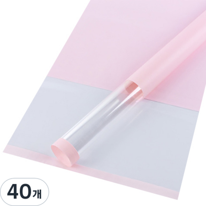 에스피글로벌 클리어 라인 장미 한송이 플라워 포장지, 슈가 블라썸, 40개