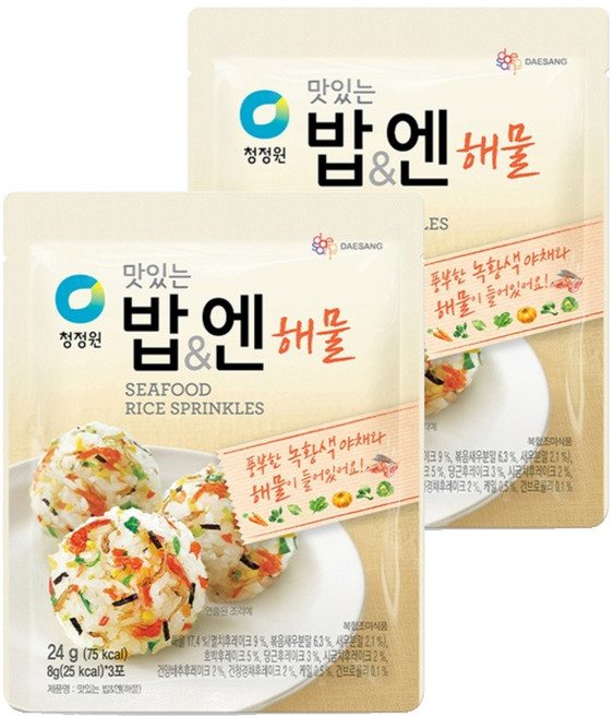 대상 청정원 맛있는 밥 & 엔 해물, 24g, 2개