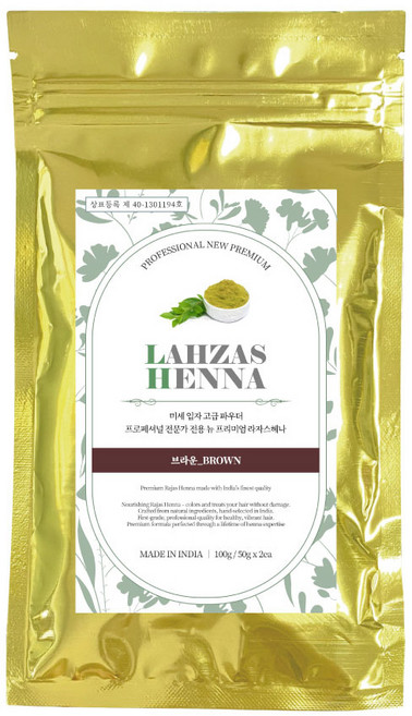 LAHZAS HENNA 專業級新款頂級染髮劑 100g, 棕色, 1個