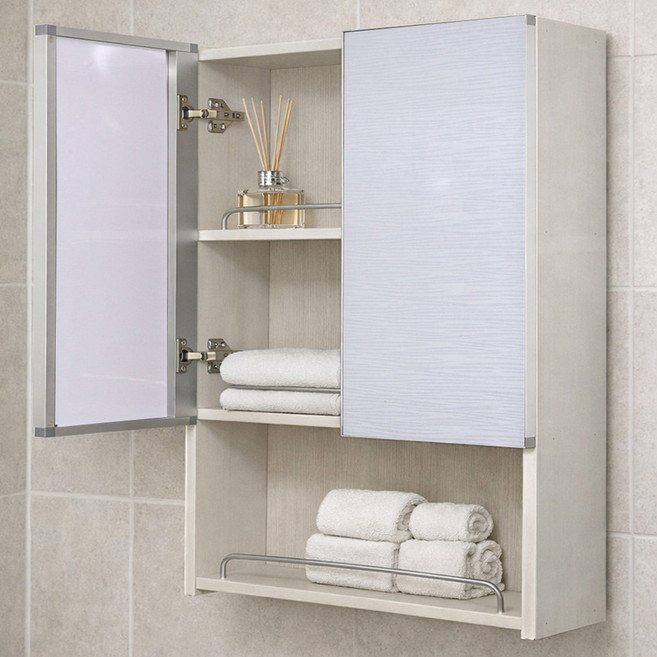 대형 오픈 메탈 욕실 수납장 600 방문설치, 화이트, 1개