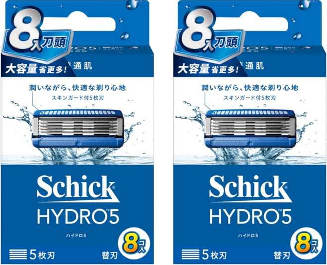 Schick 舒適牌 HYDRO 5 水次元5 刮鬍刀頭, 8入, 2盒