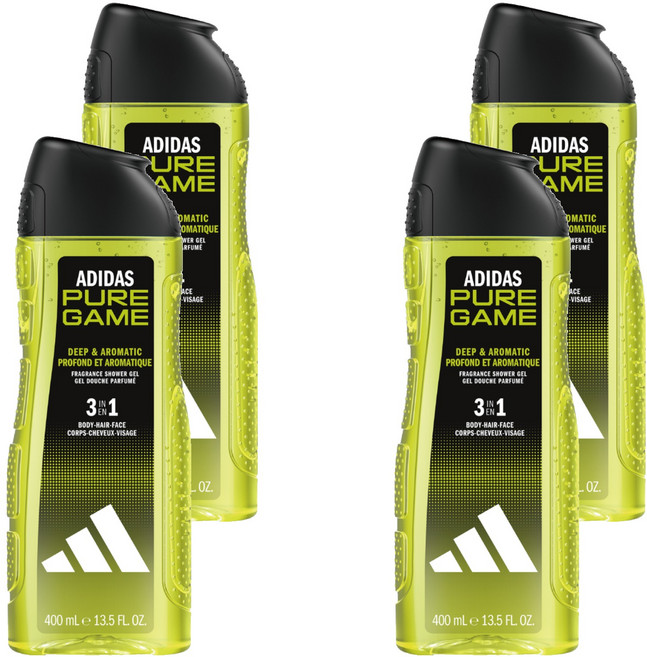 adidas 愛迪達 男性三合一潔顏洗髮沐浴露 超越挑戰, 400ml, 4瓶