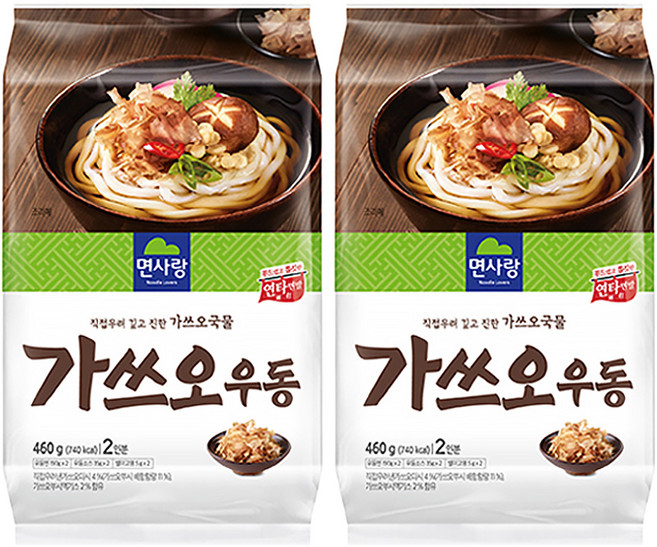 면사랑 가쓰오우동 2인, 2개, 460g