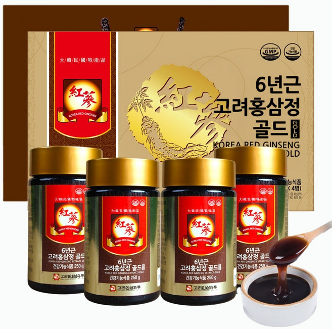 고려인삼유통 6년근 고려홍삼정 골드 + 쇼핑백, 1kg, 1개