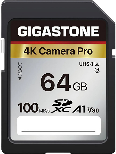 GIGASTONE 立達 高速記憶卡 SDXC SD UHS-I U3 A1 V30 4K, 64GB, 1個