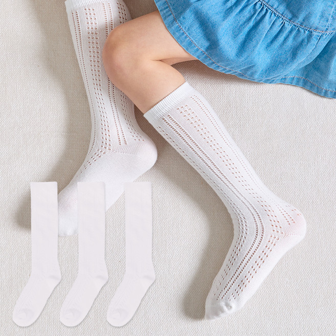 베이스알파에센셜 여아용 여름 포인텔 메쉬 니삭스 3켤레 세트