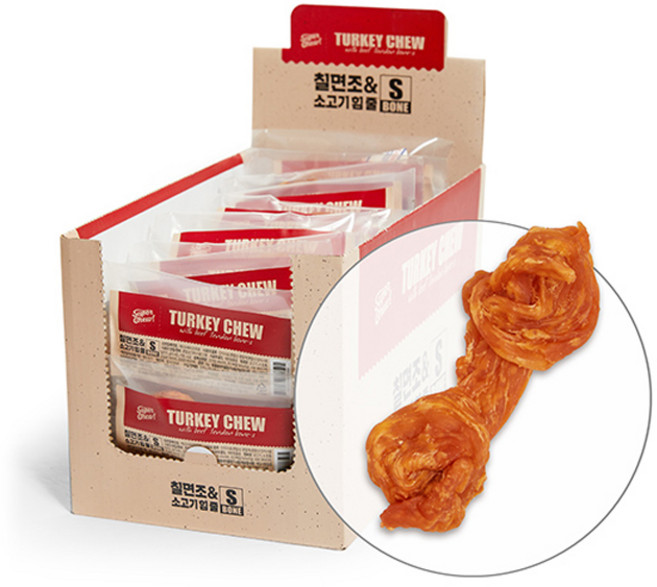 슈퍼츄 강아지 터키츄 건조간식 S, 본 혼합맛(칠면조/소고기), 13g, 40개