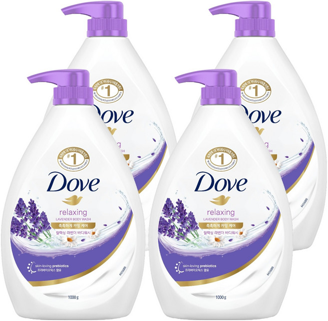 도브 릴렉싱 바디워시 라벤더향, 1L, 4개