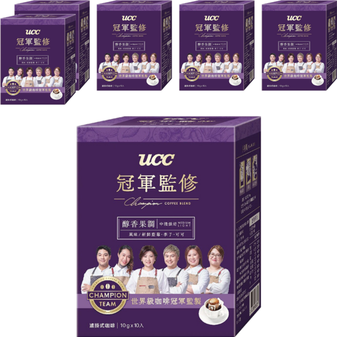 ucc Champion Coffee Blend 冠軍監修 醇香果調濾掛式咖啡, 10g, 10包, 6盒