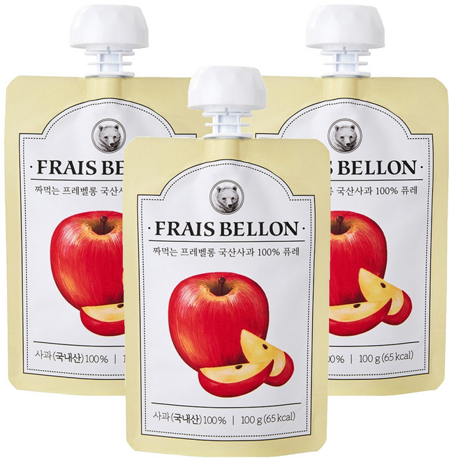 프레벨롱 짜먹는 국산 과일퓨레, 사과, 100g, 3개