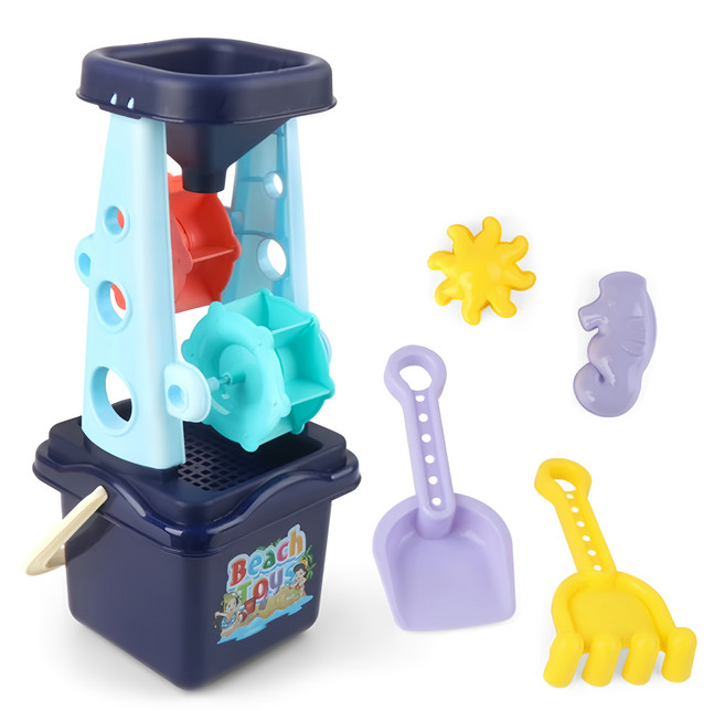 Vanibaby 沙灘玩具 沙漏 5件組, 藍色, 1組