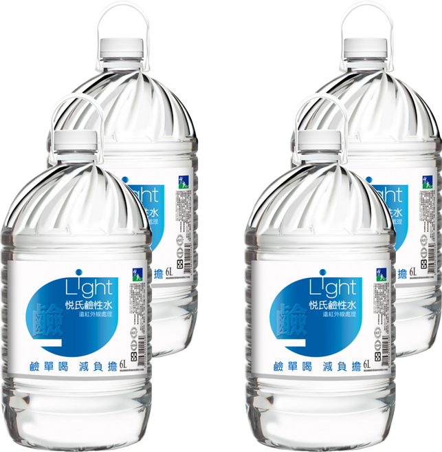 悅氏 Light 鹼性水, 6L, 4桶