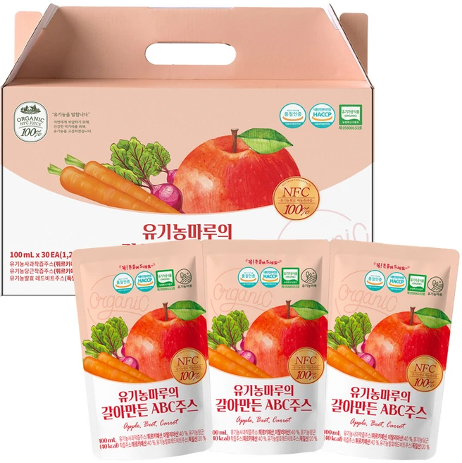 유기농마루 갈아만든 ABC 주스, 100ml, 30개 - 쿠팡
