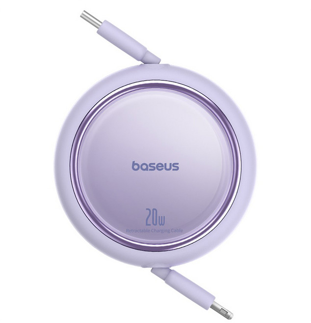 베이스어스 Free2Pull C타입 애플8핀 아이폰 고속 충전 접이식 케이블 20W, 1m, 퍼플, 1개