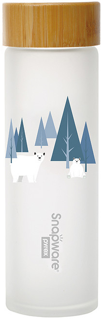 Corelle Brands 康寧餐具 Snapware 耐熱玻璃水瓶, 冬夜森林 白色 + 木色, 630ml, 1個