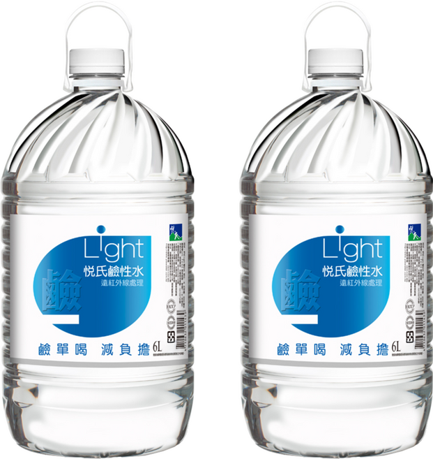 悅氏 Light 鹼性水, 6L, 2桶