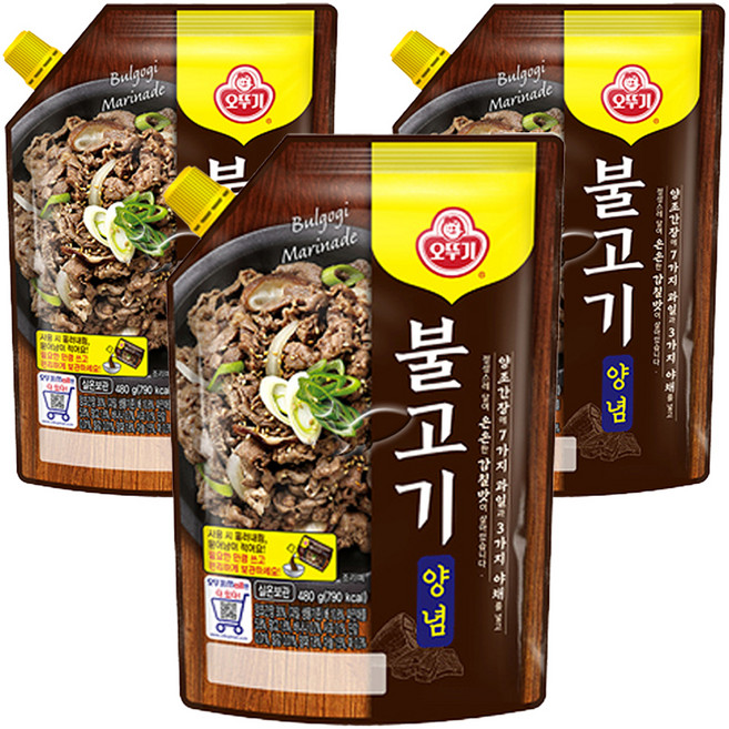 오뚜기 불고기양념 스파우트팩, 3개, 480g