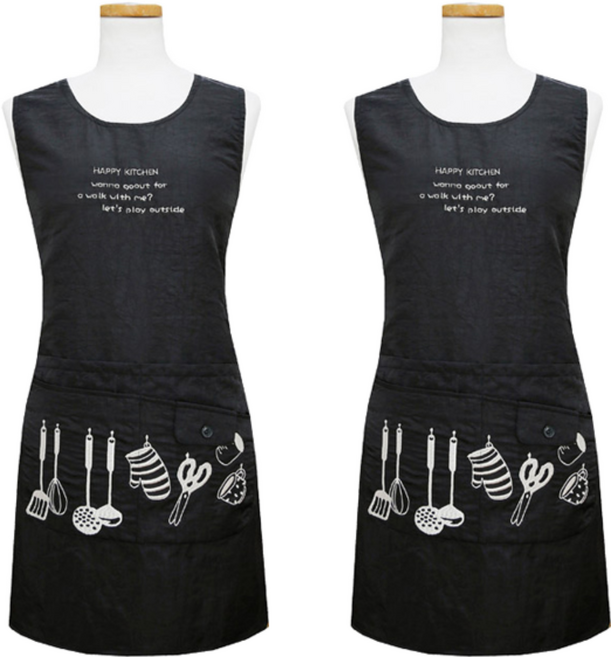 한스빌 요리 앞치마, 블랙, 2개