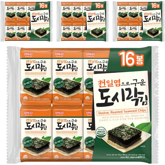 삼육김 천일염으로 구운 도시락김, 4g, 64개