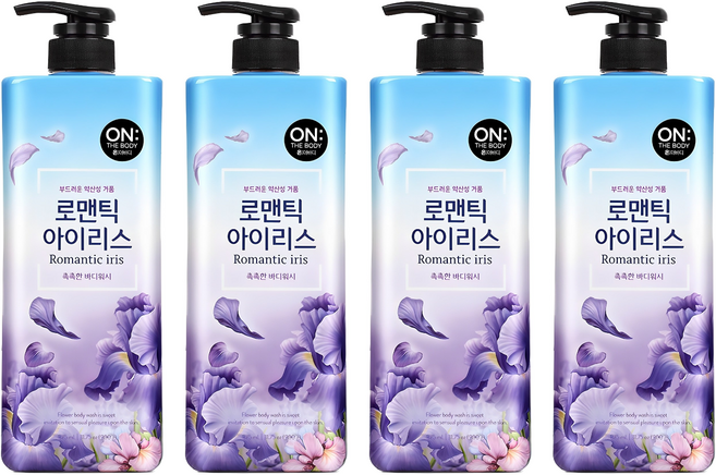온더바디 플라워 약산성 퍼퓸 바디워시 로맨틱 아이리스, 900g, 4개