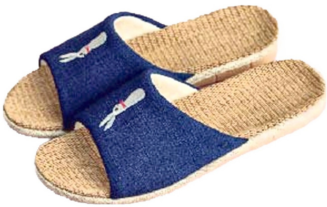 AXIS 艾克思 小兔亞麻透氣輕巧防滑親子室內拖鞋, 深藍色, 1雙