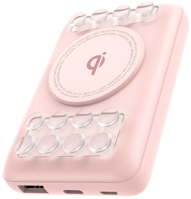 유엠투 흡착 무선 충전 보조배터리 10000mAh, 핑크, UMPB-20WPD