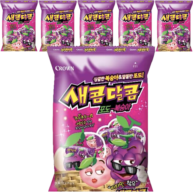 크라운 새콤달콤 포도복숭아, 200g, 6개