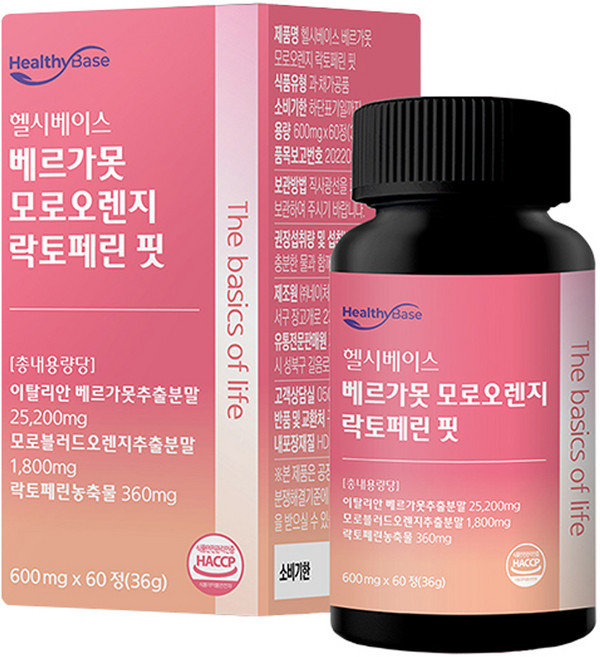 헬시베이스 베르가못 모로오렌지 락토페린 핏 60정, 36g, 1개