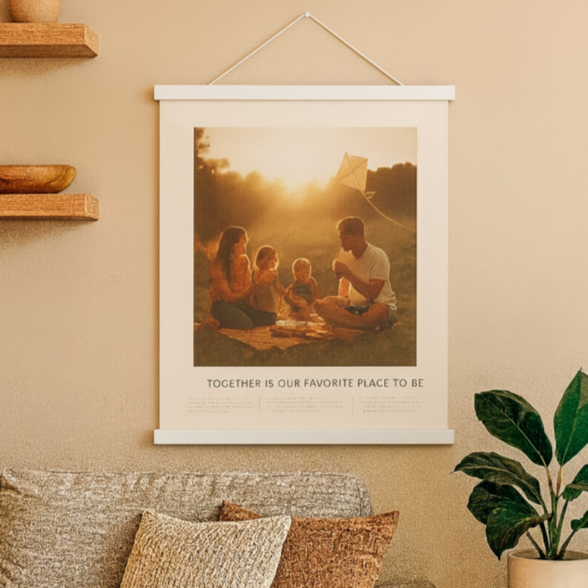 Hoon's Pick 懸掛式畫框 原木磁吸畫框 海報掛軸 掛軸, 白色