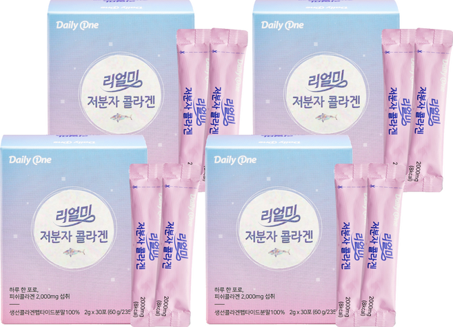 데일리원 리얼미 저분자콜라겐 30p, 60g, 4박스