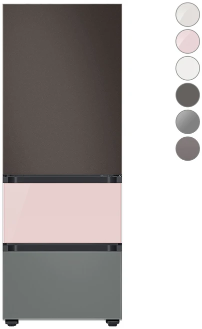 [색상선택형] 삼성전자 비스포크 김치플러스 냉장고 방문설치, 코타 차콜 + 글램 핑크 + 새틴 그레이, RQ33A74A1AP