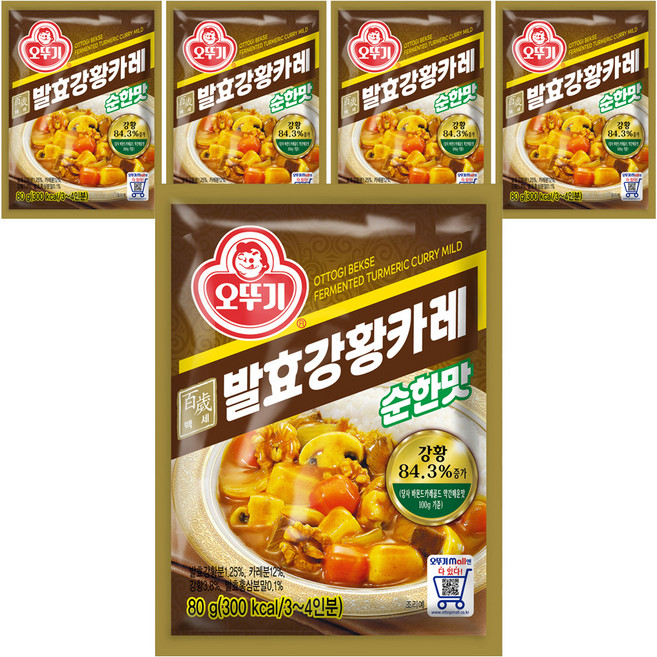 오뚜기 백세 발효 강황 카레 순한맛, 80g, 5개
