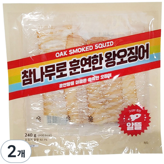 더먹다 참나무로 훈연한 왕오징어 스모크맛, 240g, 2개