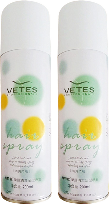VETES 維特斯 定型噴霧 清爽柔順 2罐, 200ml, 1組