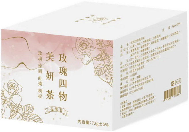 仁濟中藥 玫瑰四物美妍茶, 6g, 12包, 1盒