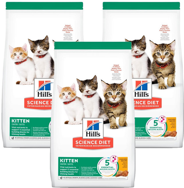 Hill's 希爾思 SCIENCE DIET 幼貓乾飼料, 雞肉, 1.58kg, 3袋