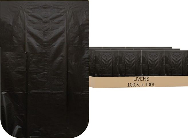 LIVENS 黑色垃圾袋, 100L, 100個