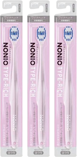 LION 獅王 NONIO 細柔按摩寬版牙刷 濃密超級細毛, 1入, 3支