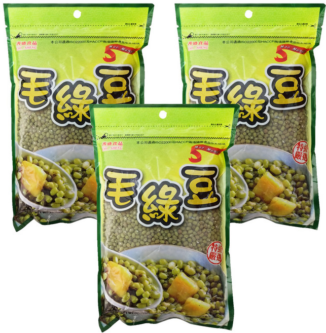 CHI-SHENG 耆盛食品 毛綠豆, 500g, 3包