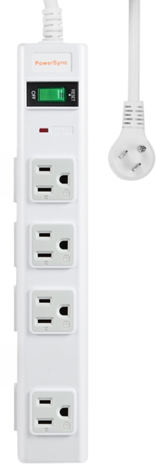PowerSync 群加 防雷擊8插延長用電源線組 3孔 + 2孔, 1.8m, 白色, 1條